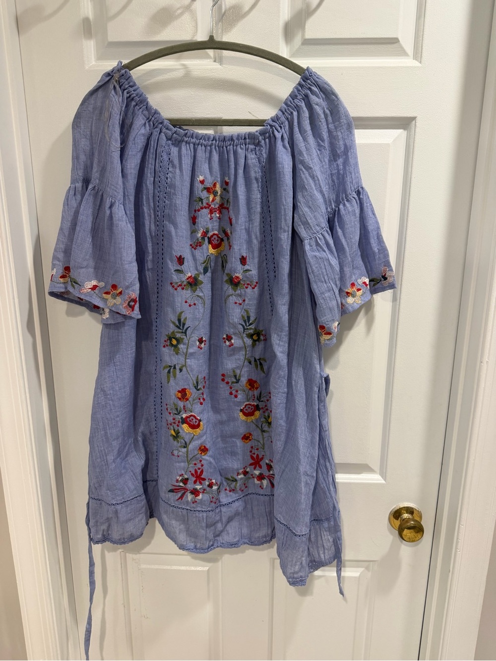 NWT Umgee Boutique BOHO Off Shoulder Light Lined Embroidered Dress Sz L - Picture 3 of 7